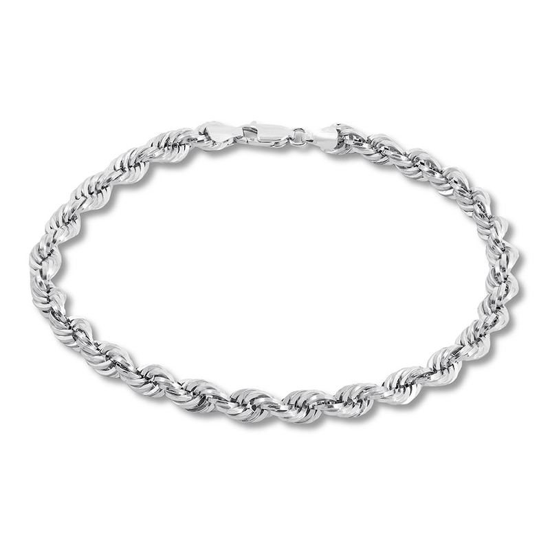 Rope Chain Bracelet 14K White Gold 8 Length