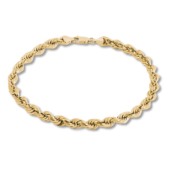 Rope Chain Bracelet 14K Yellow Gold 8" Length