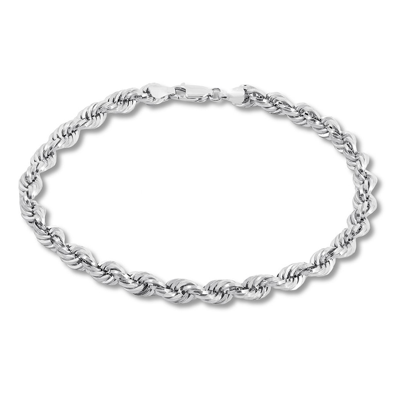 Main Image 1 of Rope Chain Bracelet 14K White Gold 8&quot; Length