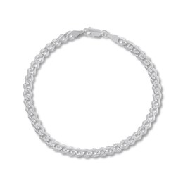 4.95mm Curb Chain Bracelet Solid 14K White Gold 8.5&quot;