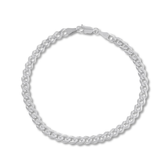 4.95mm Curb Chain Bracelet Solid 14K White Gold 8.5"