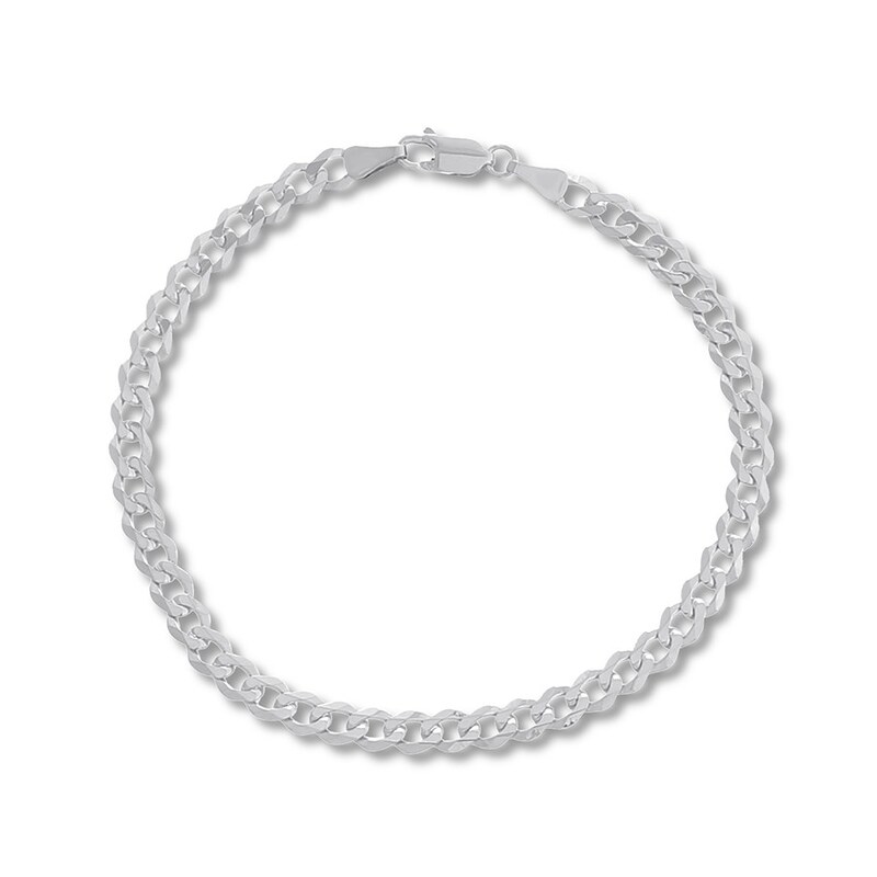 Main Image 1 of 4.95mm Curb Chain Bracelet Solid 14K White Gold 8.5&quot;