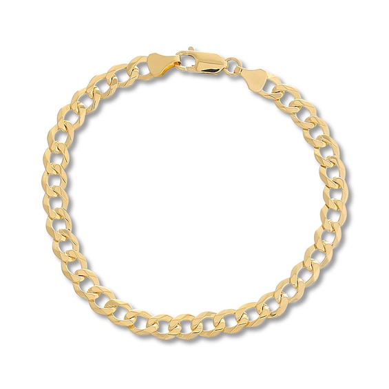 Curb Chain Bracelet 6.7mm Solid 14K Yellow Gold 8.5"