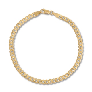 Curb Chain Bracelet Solid 14K Yellow Gold 8"