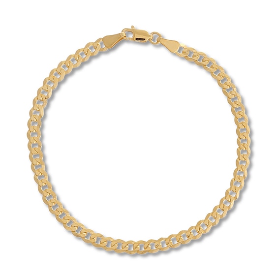 Curb Chain Bracelet Solid 14K Yellow Gold 8"