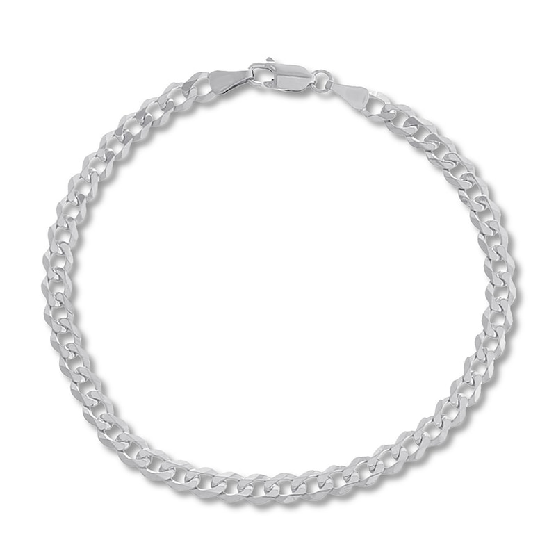 Curb Chain Bracelet 3.7mm 14K White Gold 8.5"