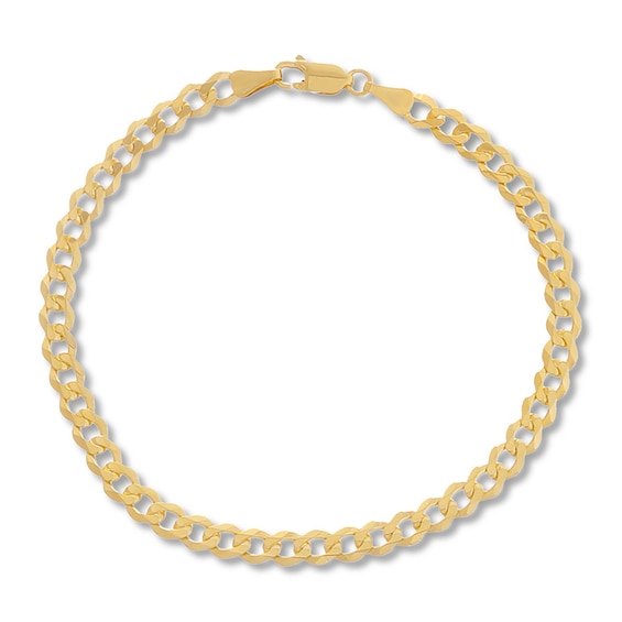 3.7mm Curb Chain Bracelet Solid 14K Yellow Gold 8"