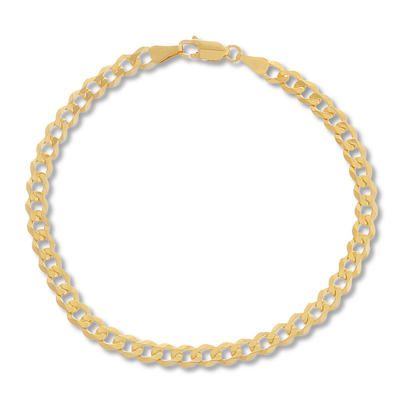Main Image 1 of Curb Chain Bracelet 3.7mm Solid 14K Yellow Gold 8&quot;