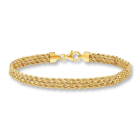 Triple Rope Bracelet Hollow 10K Yellow Gold 7.5"