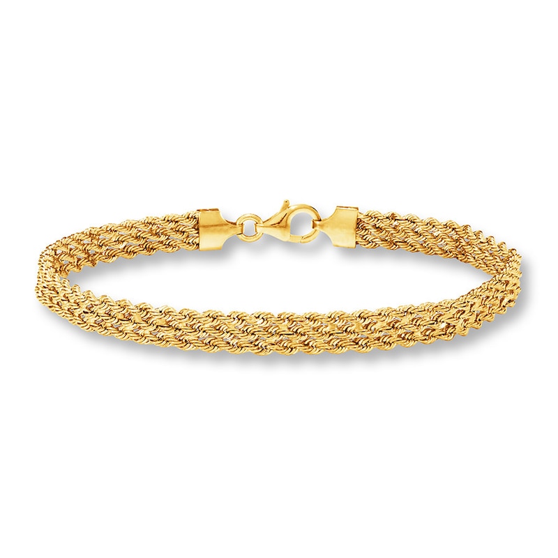 Main Image 1 of Triple Rope Bracelet Hollow 10K Yellow Gold 7.5&quot;