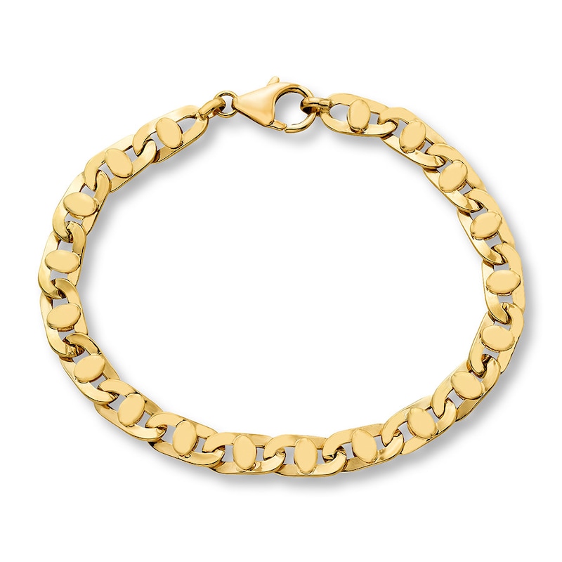Main Image 1 of Anchor Link Bracelet Semi-Solid 10K Yellow Gold 8.5&quot;