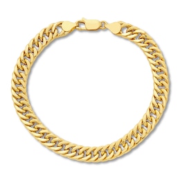 Cuban Chain Bracelet Hollow 10K Yellow Gold 8.5"