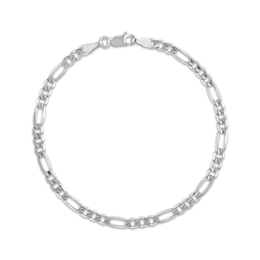 Figaro Link Bracelet 3.9mm Solid 14K White Gold 8"