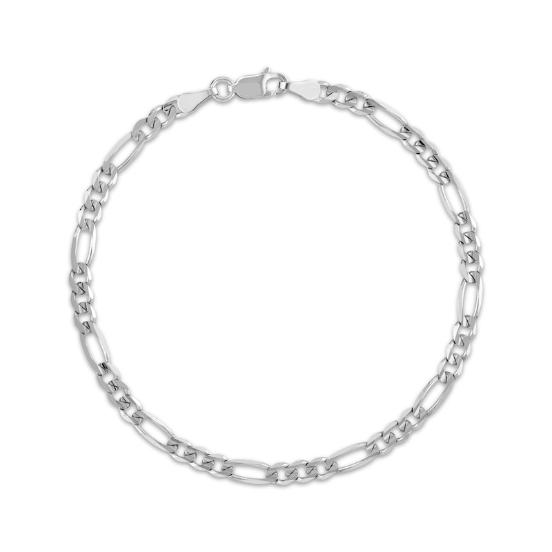 Solid Figaro Link Bracelet 3.9mm 14K White Gold 8"