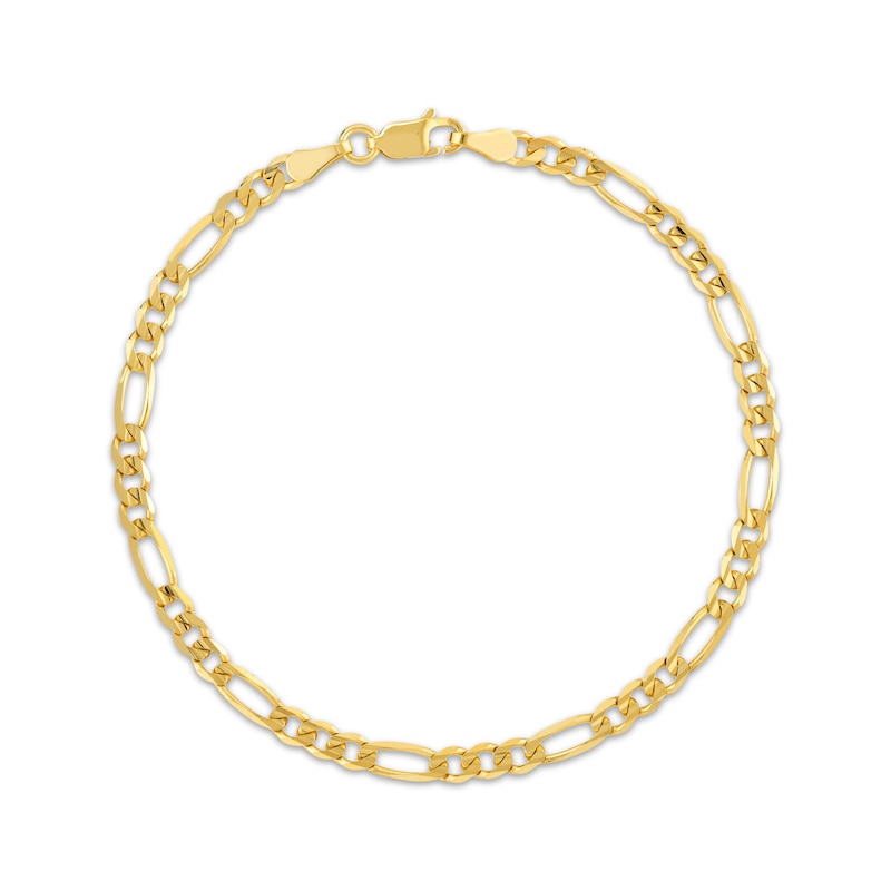 Solid Figaro Link Bracelet 3.9mm 14K Yellow Gold 8"