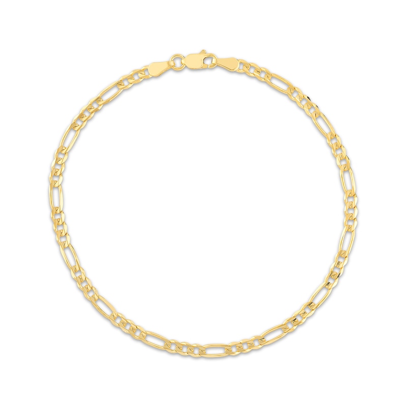 Solid Figaro Link Bracelet 3.2mm 14K Yellow Gold 8"