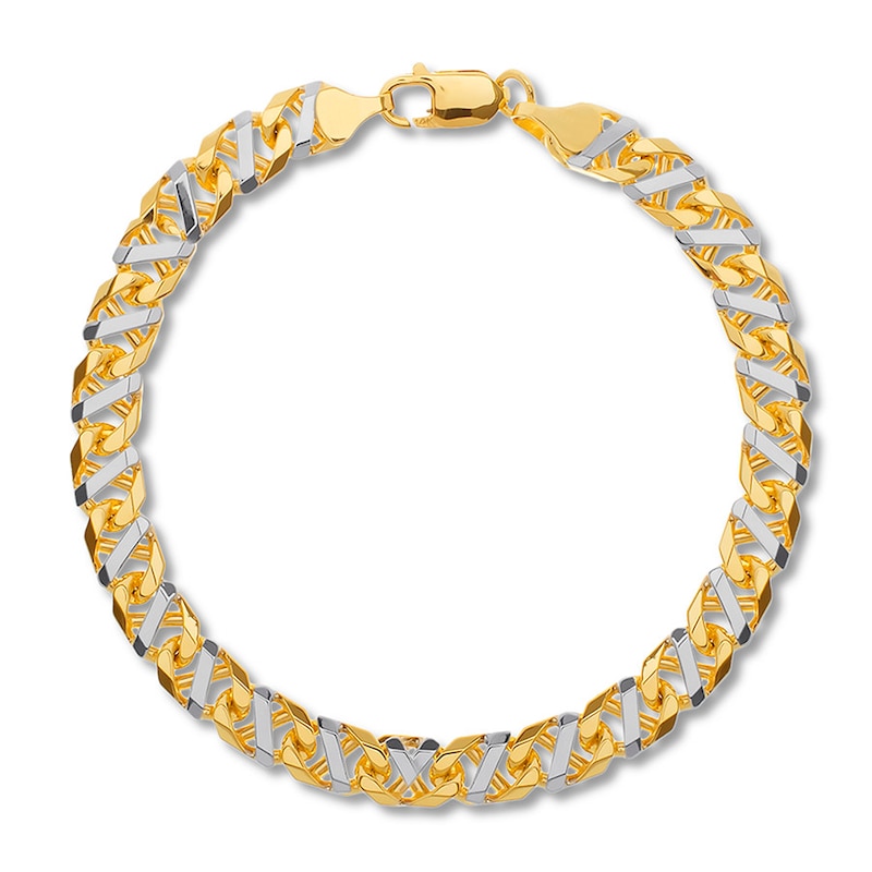 Main Image 1 of Link Bracelet Solid 14K Two-Tone Gold 8.5&quot;