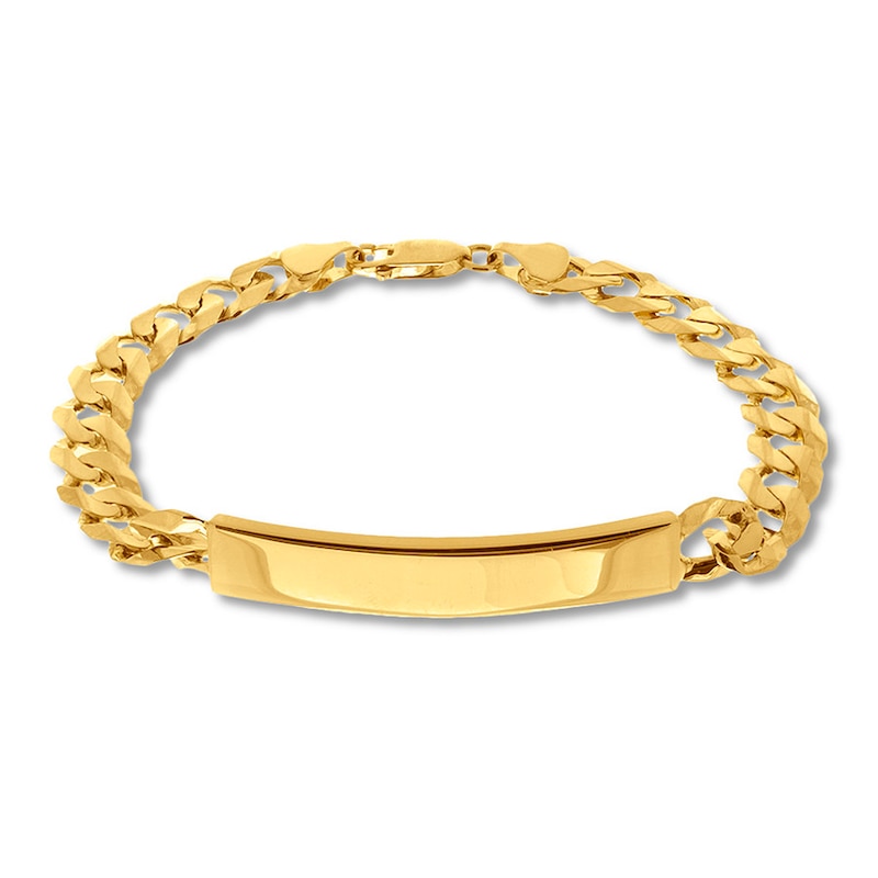 ID Solid Link Bracelet 14K Yellow Gold 8.5"