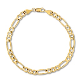 Figaro Link Bracelet Solid 14K Yellow Gold 8.5"