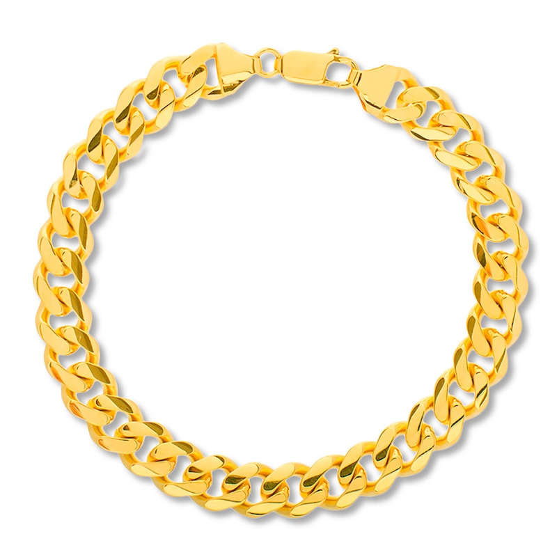 Main Image 1 of 7.3mm Curb Chain Bracelet Solid 14K Yellow Gold 8.5&quot;