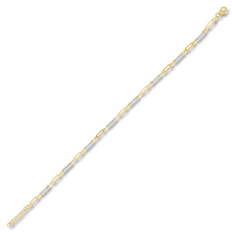 Main Image 2 of Solid 10K Two-Tone Gold Anklet Adjustable 10&quot;