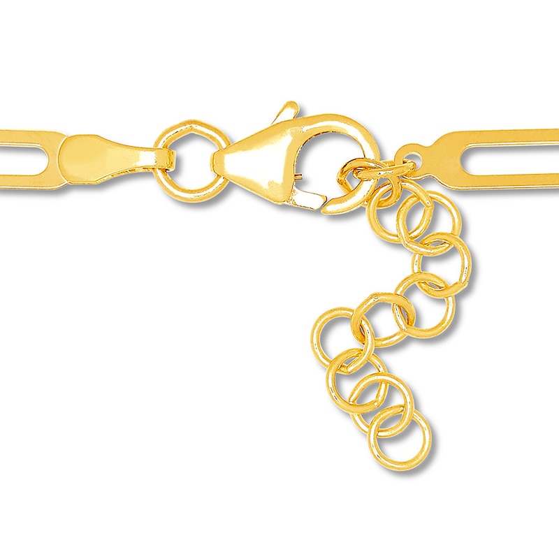 Main Image 3 of Solid 10K Two-Tone Gold Anklet Adjustable 10&quot;