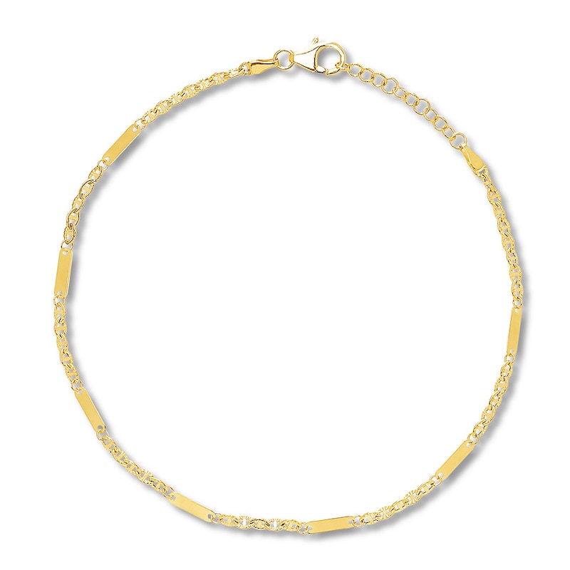 Main Image 1 of Hollow 10K Yellow Gold Anklet 10&quot;