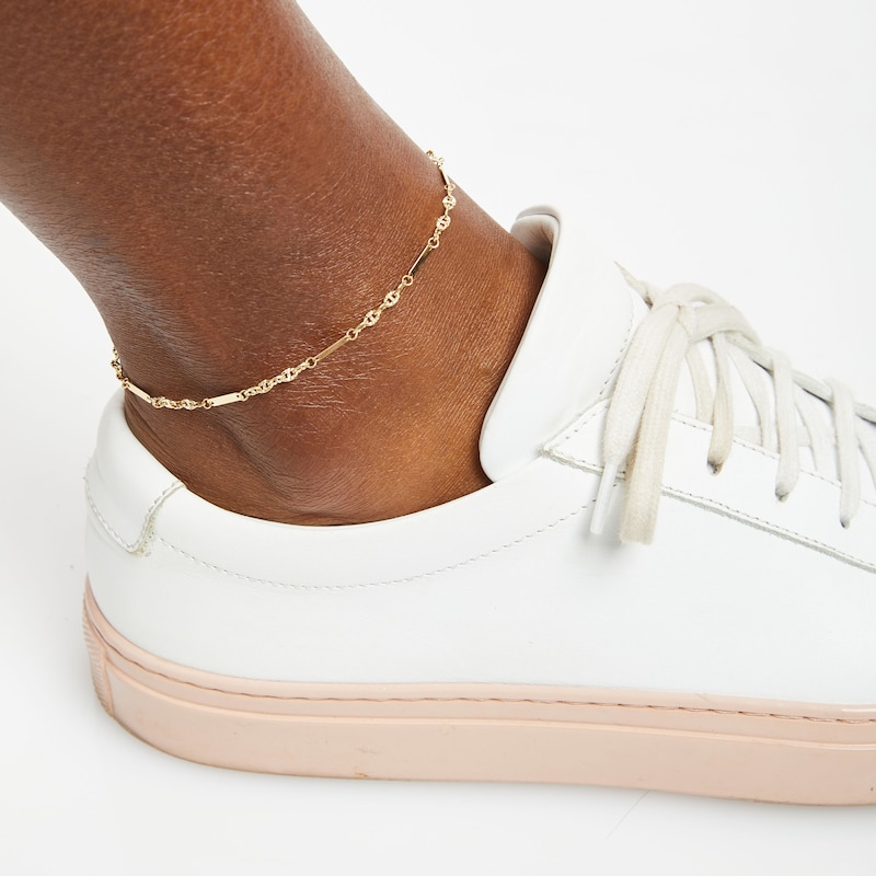 Main Image 4 of Hollow 10K Yellow Gold Anklet 10&quot;