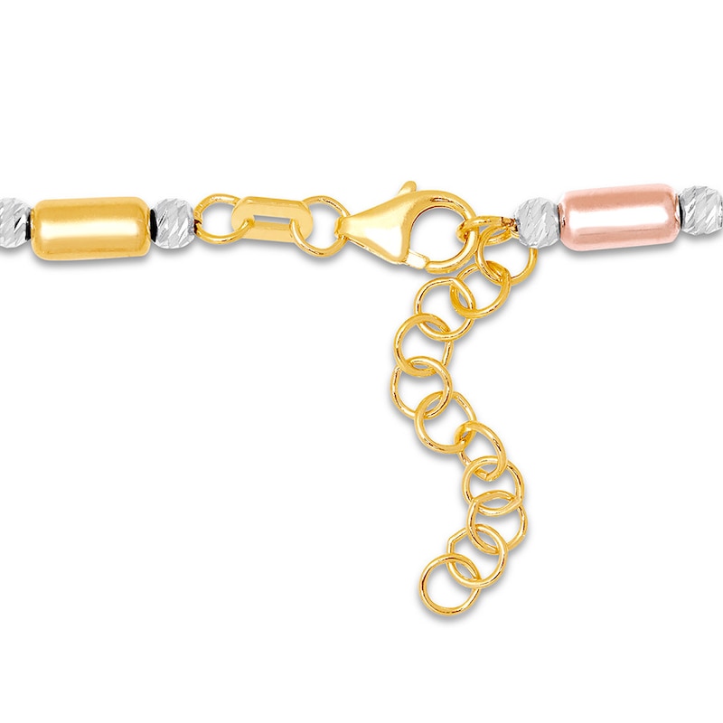 10K Tri-Color Gold Anklet Adjustable 10"