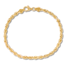Textured 5mm Rope Chain Bracelet Solid 10K Yellow Gold 8.5"