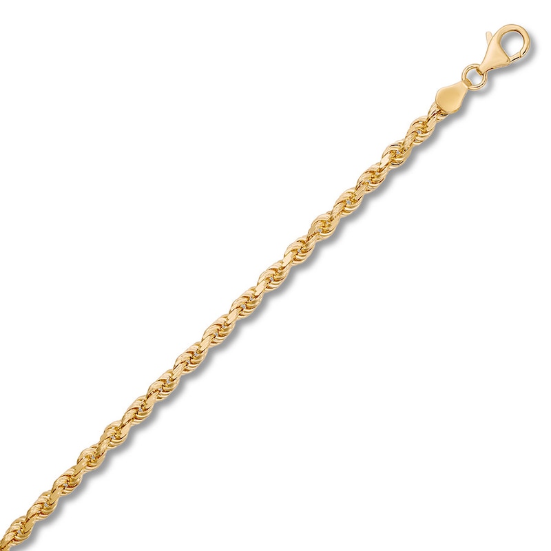 Main Image 2 of Textured 5mm Rope Chain Bracelet Solid 10K Yellow Gold 8.5&quot;