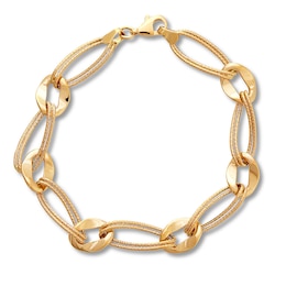 Textured Link Bracelet 10K Yellow Gold 7.75"