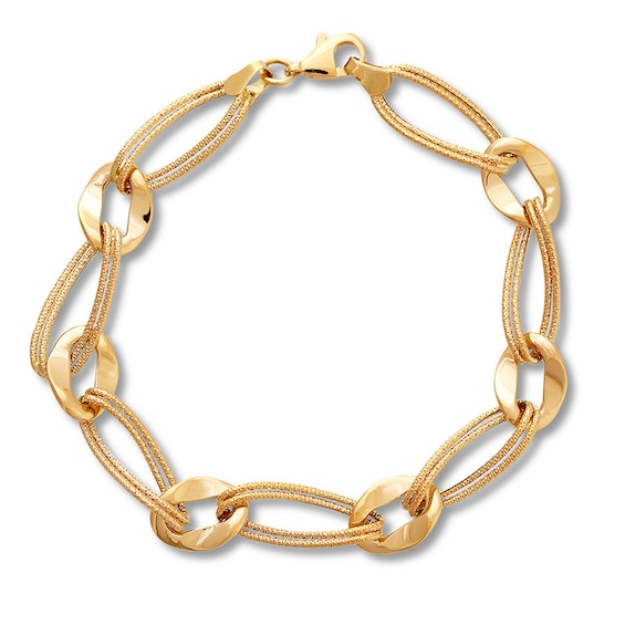 Textured Link Bracelet 10K Yellow Gold 7.75"
