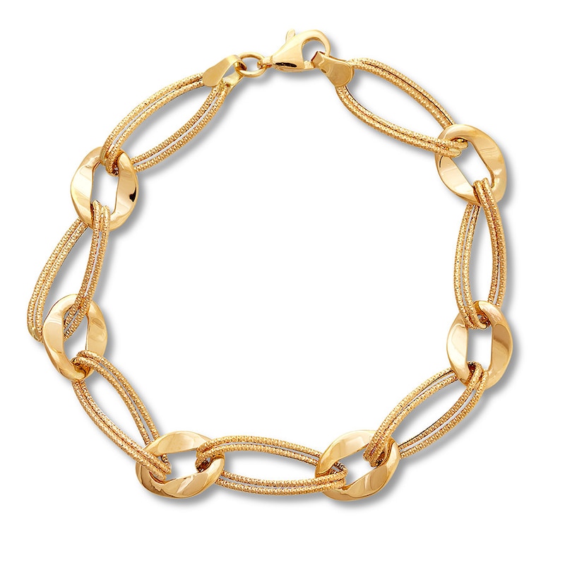 Main Image 1 of Textured Link Bracelet 10K Yellow Gold 7.75&quot;