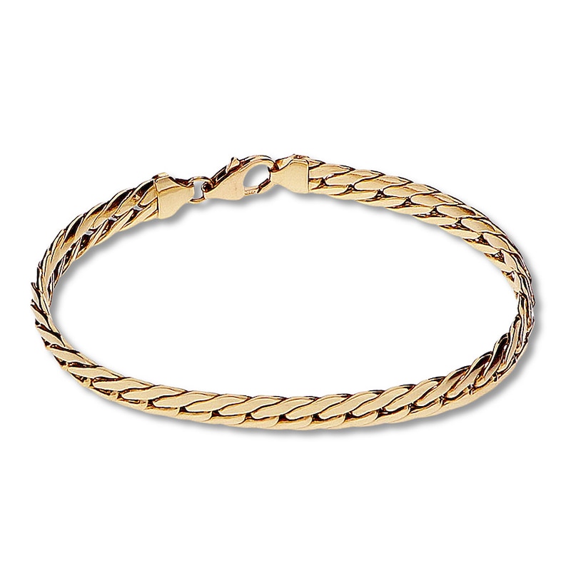 Hollow Herringbone Chain Bracelet 14K Yellow Gold 7.5"