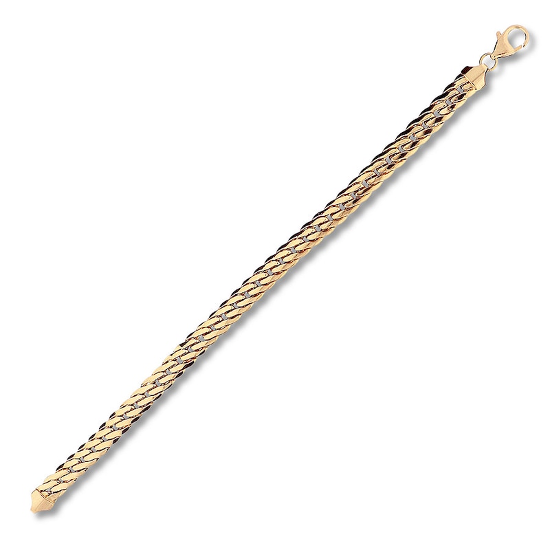 Main Image 2 of Herringbone Chain Bracelet Hollow 14K Yellow Gold 7.5&quot;
