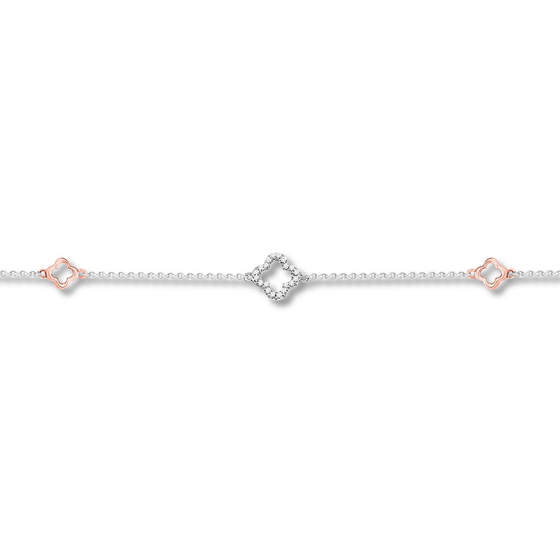 Main Image 1 of Diamond Bracelet 1/20 ct tw Round-cut 10K Two-Tone Gold 7.5&quot;