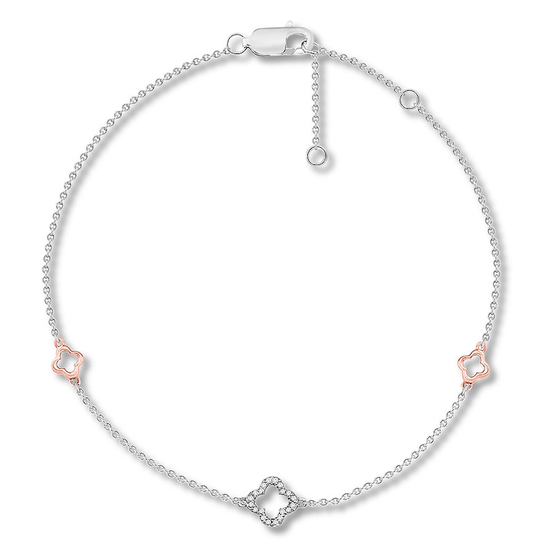 Main Image 2 of Diamond Bracelet 1/20 ct tw Round-cut 10K Two-Tone Gold 7.5&quot;