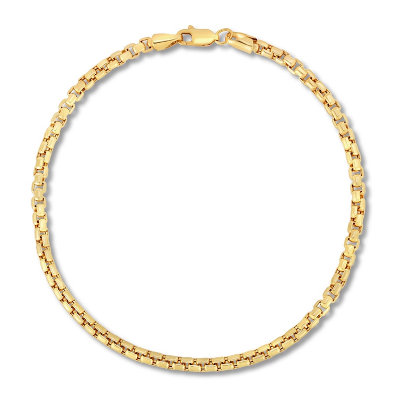 Main Image 1 of Box Chain Bracelet Hollow 10K Yellow Gold 9&quot;