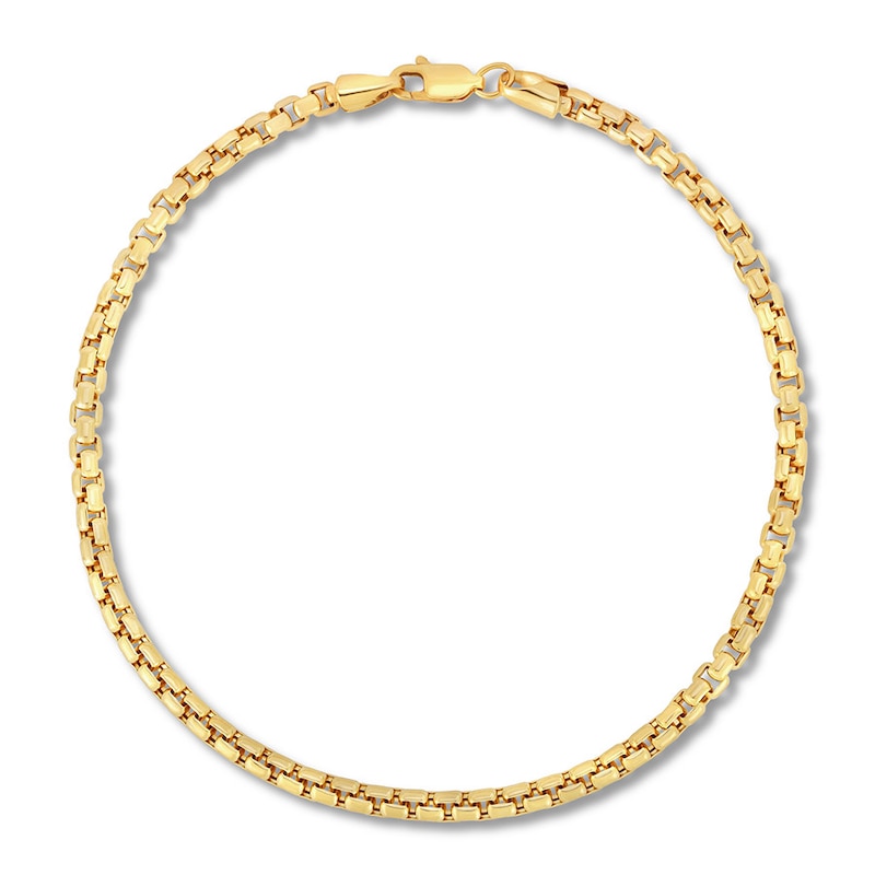 Hollow Box Chain Bracelet 10K Yellow Gold 9"