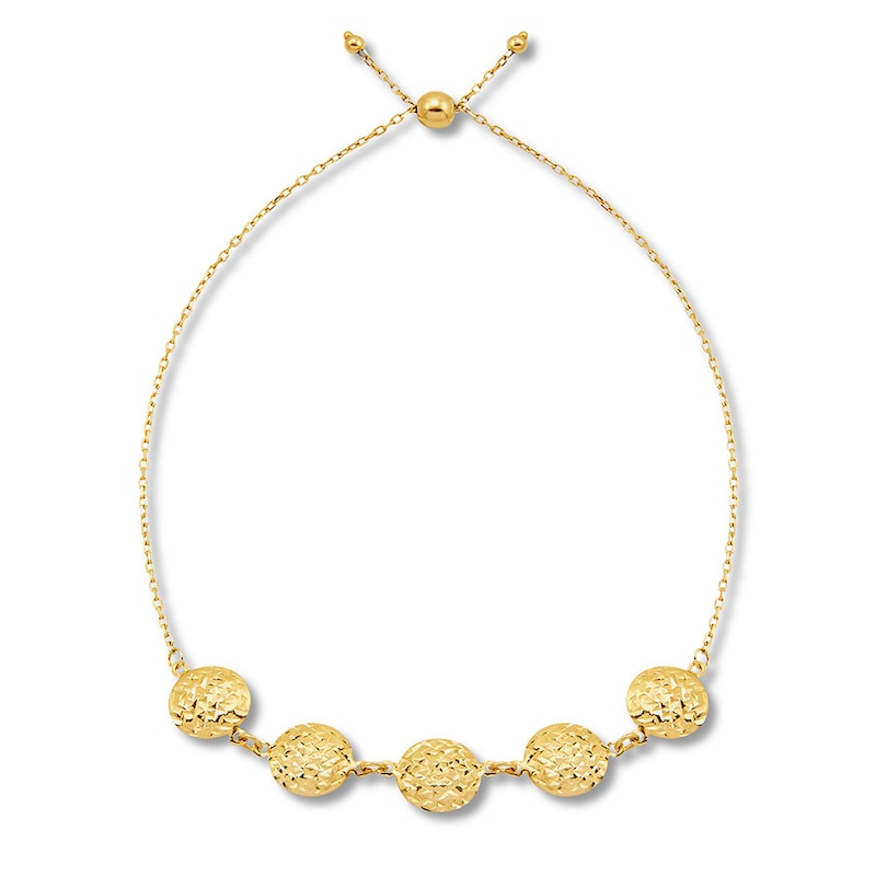 Main Image 2 of Textured Circle Bolo Bracelet 10K Yellow Gold 9.5&quot;