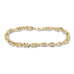 Link Chain Bracelet Hollow 10K Yellow Gold 7.5"