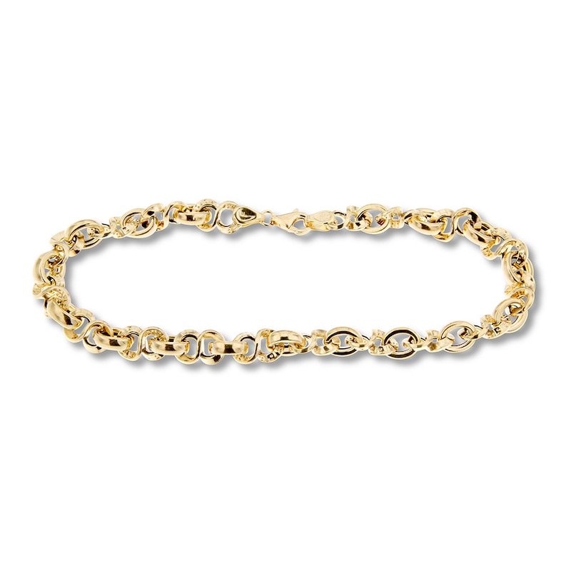 Main Image 1 of Link Chain Bracelet Hollow 10K Yellow Gold 7.5&quot;