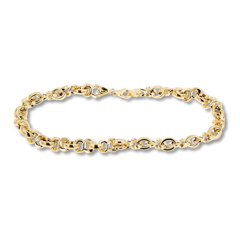 Hollow Link Chain Bracelet 10K Yellow Gold 7.5"