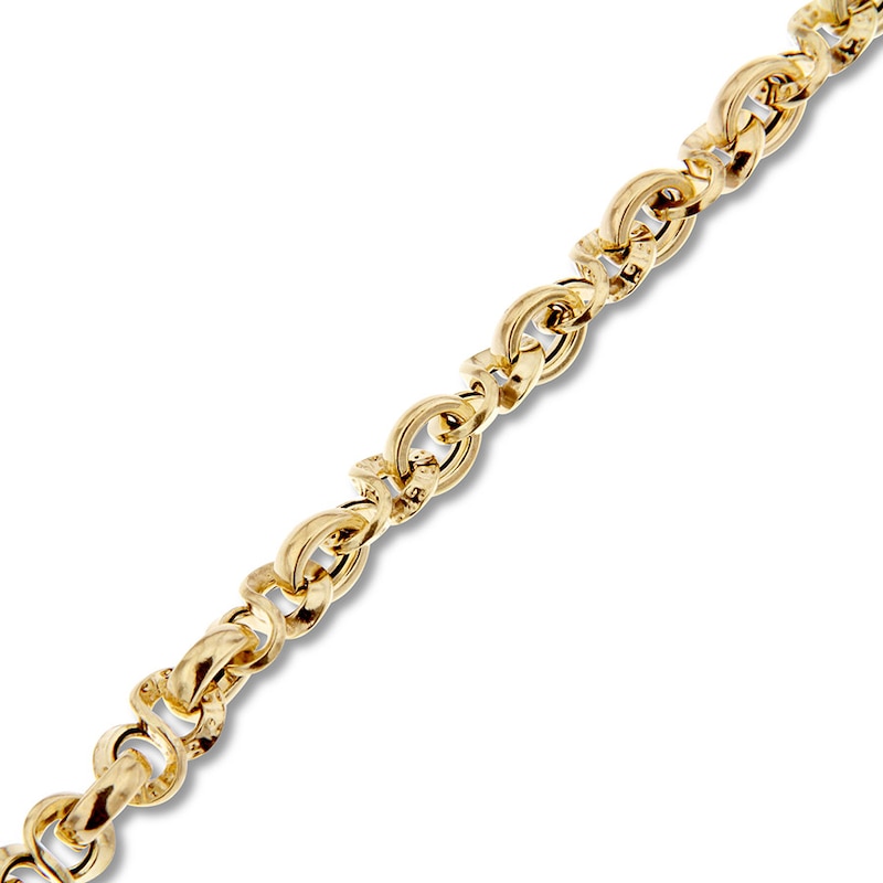 Main Image 2 of Link Chain Bracelet Hollow 10K Yellow Gold 7.5&quot;