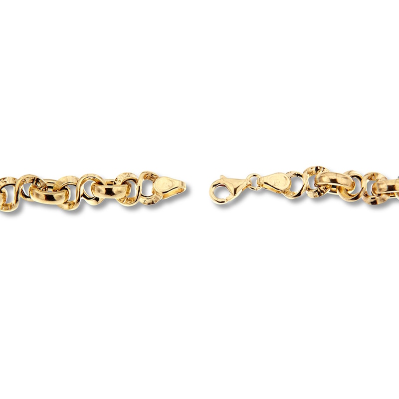 Main Image 3 of Link Chain Bracelet Hollow 10K Yellow Gold 7.5&quot;
