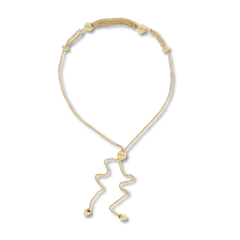Wheat Chain Bolo Bracelet 10K Yellow Gold 9.5"