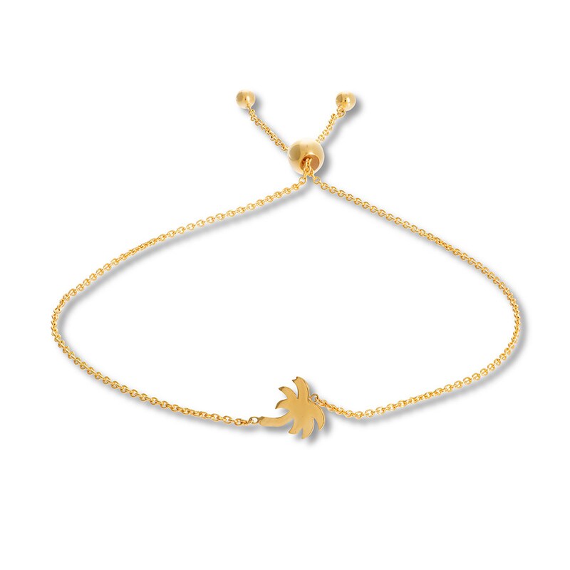 Main Image 1 of Palm Tree Bolo Bracelet 14K Yellow Gold 9.5&quot;