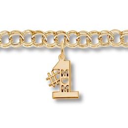 #1 Mom Rembrandt Charms Bracelet 14K Yellow Gold 7&quot;