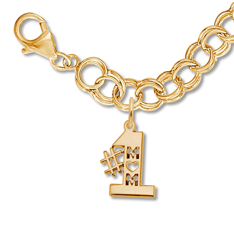 Main Image 2 of #1 Mom Rembrandt Charms Bracelet 14K Yellow Gold 7&quot;